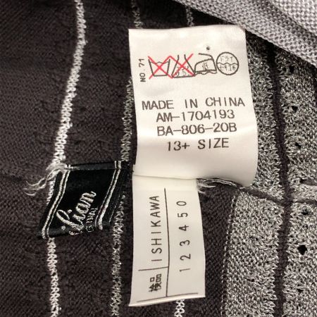  Leilian レリアン レディース Vネックニット サイズ13+ チャコールグレー リボン付き 裾袖グレーフリル