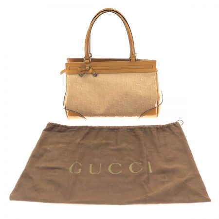  GUCCI グッチ エナメルGG メイフェア ボウディテール トートバッグ 257612 ベージュ