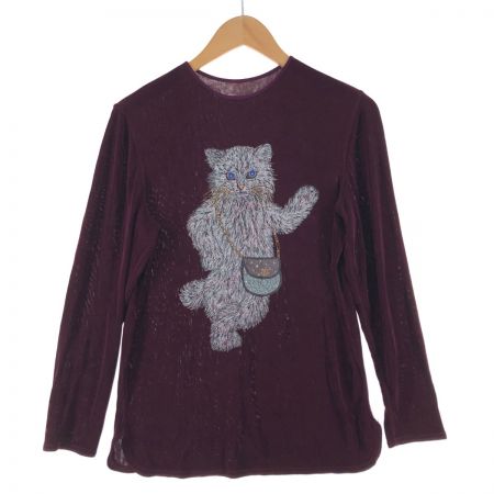  ITALIYA イタリヤ レディース Tシャツ 長袖Ｔシャツ 猫 サイズ9 パープル