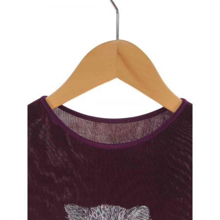  ITALIYA イタリヤ レディース Tシャツ 長袖Ｔシャツ 猫 サイズ9 パープル