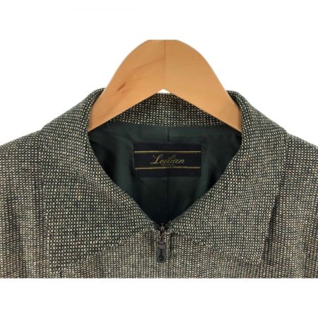  Leilian レリアン レディース スーツ ジップアップジャケット サイズ13+ オリーブ