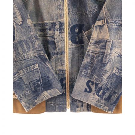  ITALIYA イタリヤ レディース ジャケット サイズ9 デニム柄 ネイビー x ベージュ