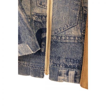  ITALIYA イタリヤ レディース ジャケット サイズ9 デニム柄 ネイビー x ベージュ