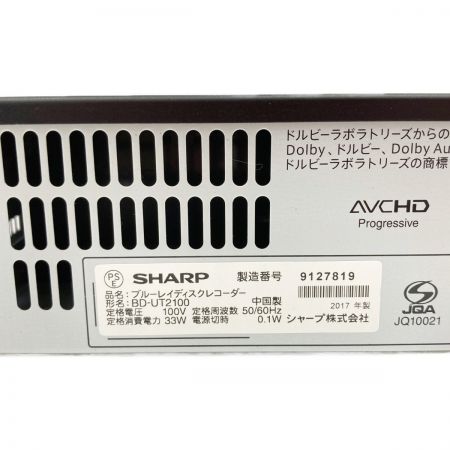  SHARP シャープ AQUOS ブルーレイ ディスクレコーダー BD-UT2100 3番組 2TB