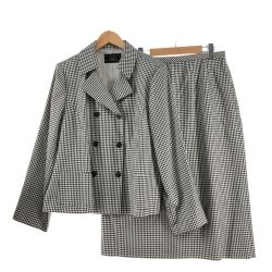 〇〇 Leilian レリアン レディース スーツ 千鳥格子 サイズ17+ ブラック×ホワイト Aランク