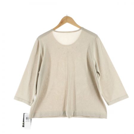  Leilian レリアン レディース カットソー 7分袖カットソー ラメ ビジュー付 サイズ15+ ベージュ
