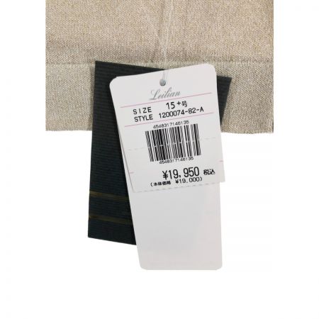  Leilian レリアン レディース カットソー 7分袖カットソー ラメ ビジュー付 サイズ15+ ベージュ