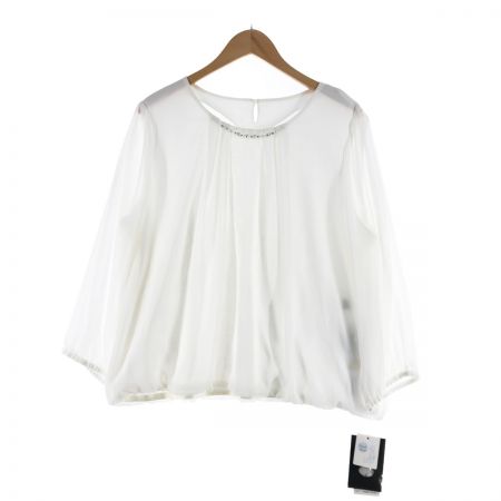  Leilian レリアン レディース ブラウス シフォン 首ビーズ付 サイズ17+ ホワイト