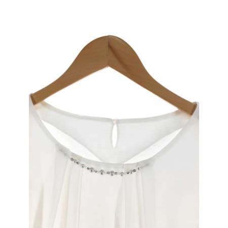  Leilian レリアン レディース ブラウス シフォン 首ビーズ付 サイズ17+ ホワイト