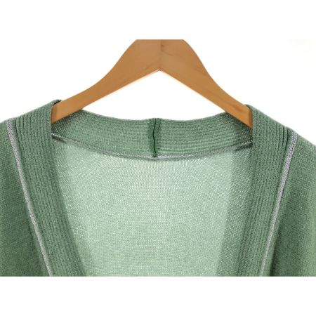  Leilian レリアン レディース カーディガン シルバーステッチ入り サイズ13+ 黄緑