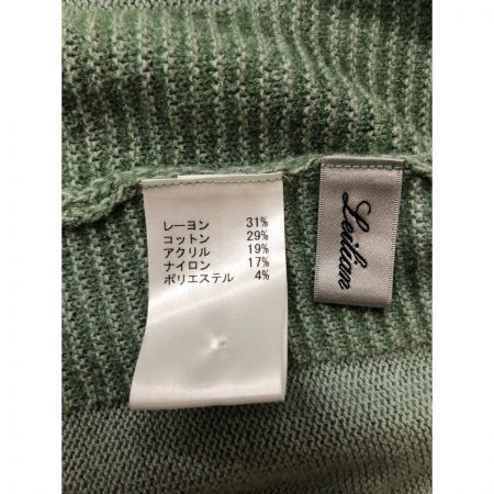  Leilian レリアン レディース カーディガン シルバーステッチ入り サイズ13+ 黄緑