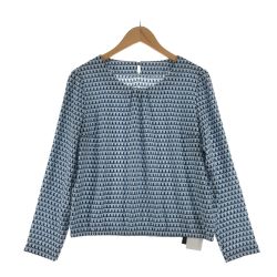 〇〇 Leilian レリアン レディース シャツ ブラウス サイズ11 ホワイト×ネイビー Sランク