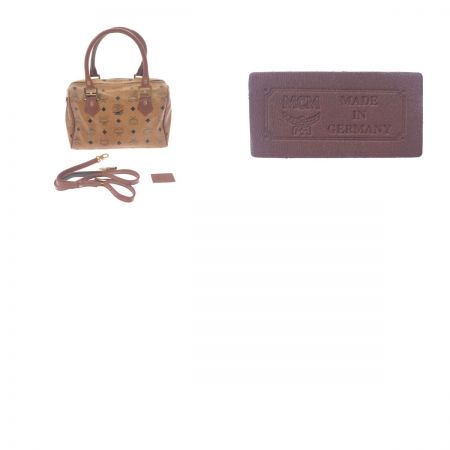  MCM エムシーエム ヴィセトス ロゴグラム 2way ショルダーバッグ ハンドバッグ ミニボストンバッグ ブラウン