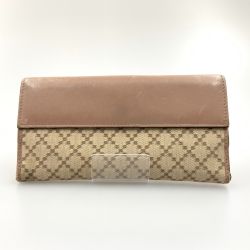 〇〇 GUCCI グッチ Wホック ハートプレート ディアマンテ 二つ折り財布 203550 ベージュ x ピンク Cランク