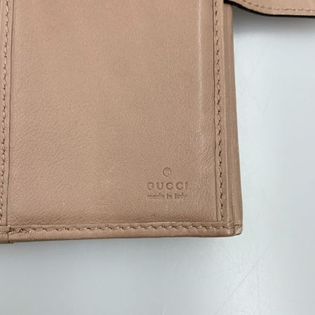  GUCCI グッチ Wホック ハートプレート ディアマンテ 二つ折り財布 203550 ベージュ x ピンク