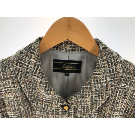  Leilian レリアン レディース ジャケット サイズ13+ ブラック×グレー×グリーン×イエロー