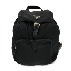 〇〇 PRADA プラダ リュック デイパック ロゴプレート  ブラック Bランク