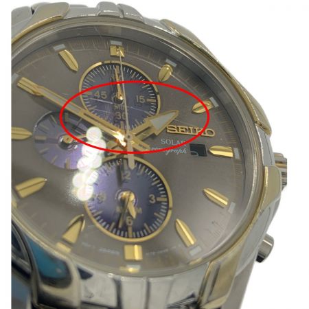  SEIKO セイコー ソーラー クロノグラフ 腕時計 V172-0AK ゴールド x シルバー