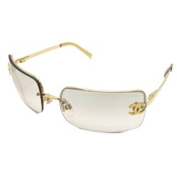 〇〇 CHANEL シャネル サングラス  ココマーク   ラインストーン 62□15 120 4104 ゴールド Bランク