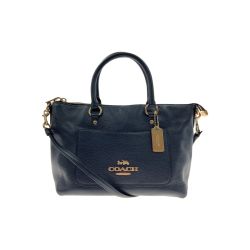 〇〇 COACH コーチ ラグジュアリー ペプルドレザー ミニサッチェル 2WAY ハンド トートバッグ F31466 ネイビー Bランク
