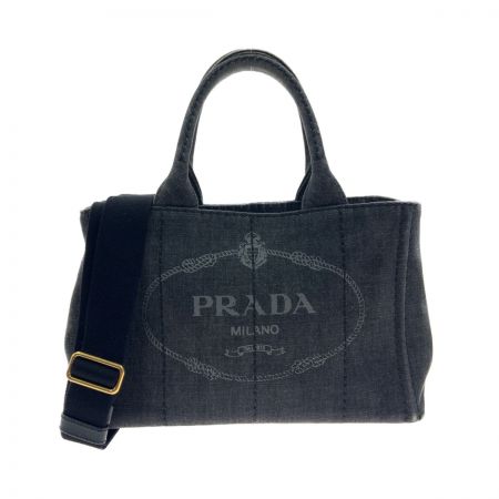  PRADA プラダ ミニカナパ デニム ファブリック 2WAYハンドバッグ 1BG439