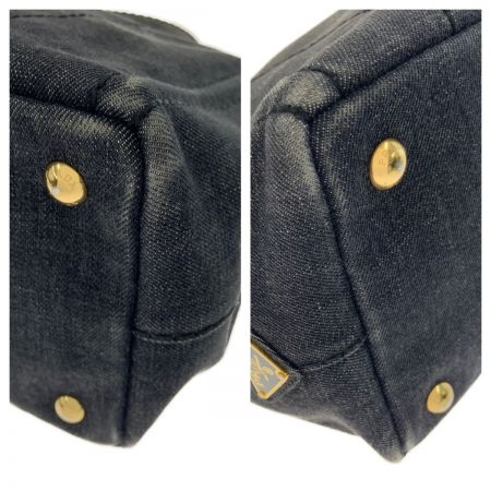  PRADA プラダ ミニカナパ デニム ファブリック 2WAYハンドバッグ 1BG439