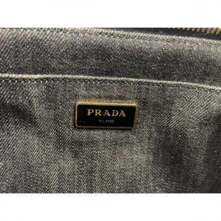  PRADA プラダ ミニカナパ デニム ファブリック 2WAYハンドバッグ 1BG439
