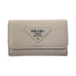 〇〇 PRADA プラダ レタリングロゴ 4連キーケース キーケース キーホルダー 4連  1PG004 ベージュ Bランク