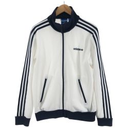 〇〇 adidas アディダス メンズ ジャージ ジャージトップ サイズＭ ホワイト×ネイビー Bランク