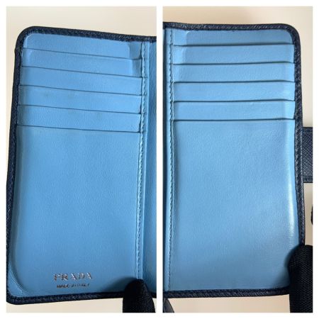  PRADA プラダ L字ファスナー短財布 サフィアーノ 1ML225 ネイビー