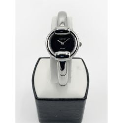 〇〇 GUCCI グッチ クオーツ バングル ウォッチ 1400L シルバー x ブラック Cランク