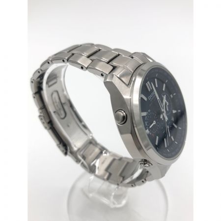  CASIO カシオ LINEAGE メンズ 腕時計 ソーラークロノグラフ LIW-M610 シルバー x ネイビー