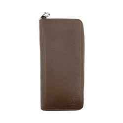 〇〇 LOUIS VUITTON ルイヴィトン ジッピー ウォレット ヴェルティカル トリヨンレザー 長財布 レザー M58864 ブラウン イニシャル入り Bランク