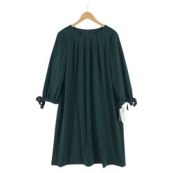 〇〇 Leilian レリアン レディース ワンピース 袖リボン サイズ17+ グリーン Sランク