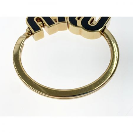  MIUMIU ミュウミュウ メタルキーリング ロゴ キーホルダー チャーム 5PS054 2F4A ゴールド x ブラック