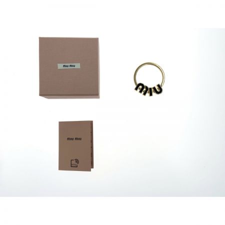  MIUMIU ミュウミュウ メタルキーリング ロゴ キーホルダー チャーム 5PS054 2F4A ゴールド x ブラック