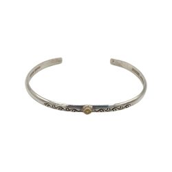 〇〇 ARIZONA FREEDOM アリゾナフリーダム 唐草 太陽神 SILVER K18刻印 ブレスレット バングル B-15c シルバー x ゴールド Bランク