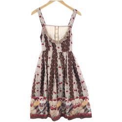 〇〇 axes femme アクシーズファム kawaii クマパフェ レディース ワンピース ジャンスカ サイズM ブラウン Aランク