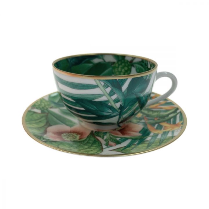 エルメス マグカップ パシフォリア グリーン ホワイト 植物 花 陶器 小物 その他 エルメス HERMES パシフォリア 044031 マグカップ シングル