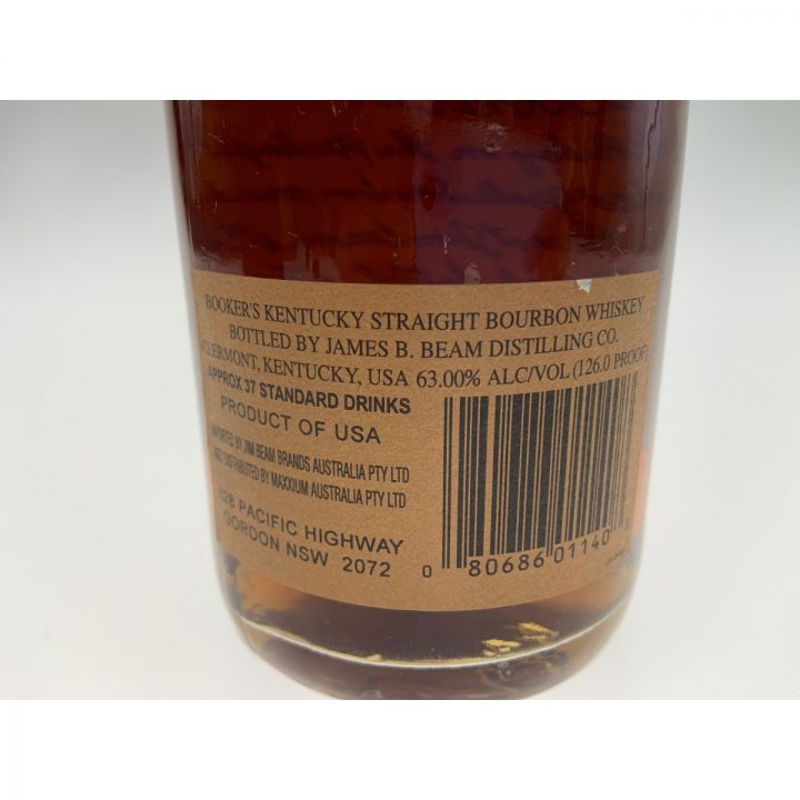 BOOKERS ブッカーズ 750ml バーボン 63度 ウィスキー 未開栓 - 中古