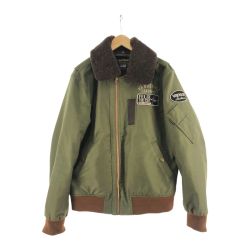 〇〇 VANSON バンソン メンズ ジャケット フライトジャケット サイズL FXV-524 カーキ×ブラウン Bランク