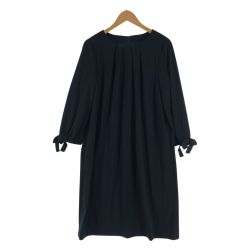 〇〇 Leilian レリアン レディース ワンピース 袖リボン サイズ13+ ネイビー Aランク