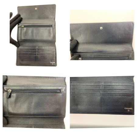  CHANEL シャネル カメリア バタフライ フラップウォレット 財布 長財布 ブラック