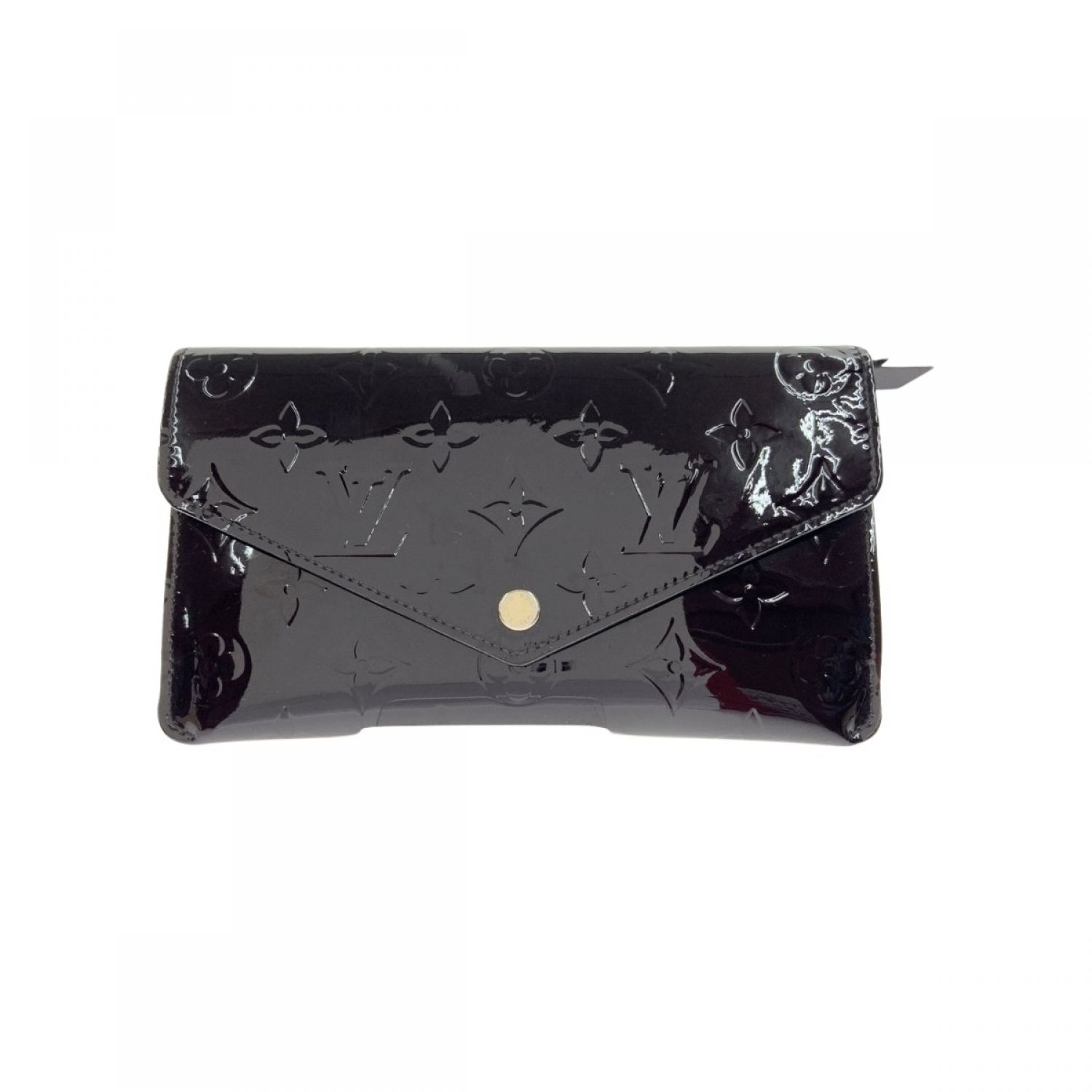 Louis Vuittonルイヴィトン　ヴェルニ二つ折り財布【美品】黒×ピンク