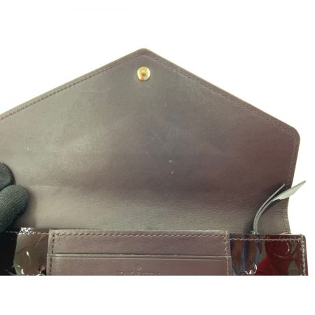  LOUIS VUITTON ルイヴィトン モノグラム ヴェルニ ポルトフォイユ ジャンヌ レディース 二つ折り長財布 M61688 エンジ
