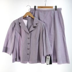 〇〇 Leilian レリアン レディース セットアップ サイズ17+ パープル ブローチ付 Bランク