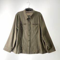 〇〇 Leilian レリアン レディース  シャツ サイズ17+ カーキ Bランク