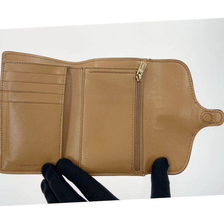 COACH コーチ ペブルド レザー ミディアム エンベロープ ウォレット 三
