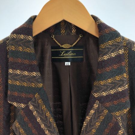  Leilian レリアン レディース ジャケット サイズ13+ ブラウン×ベージュ