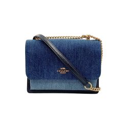 〇〇 COACH コーチ 斜め掛け チェーン デニムバッグ ショルダーバッグ C2831 ブルー Bランク